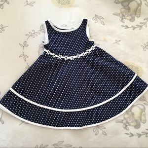 Toddler Girls Rare Editions Navy Polka Dot Dress